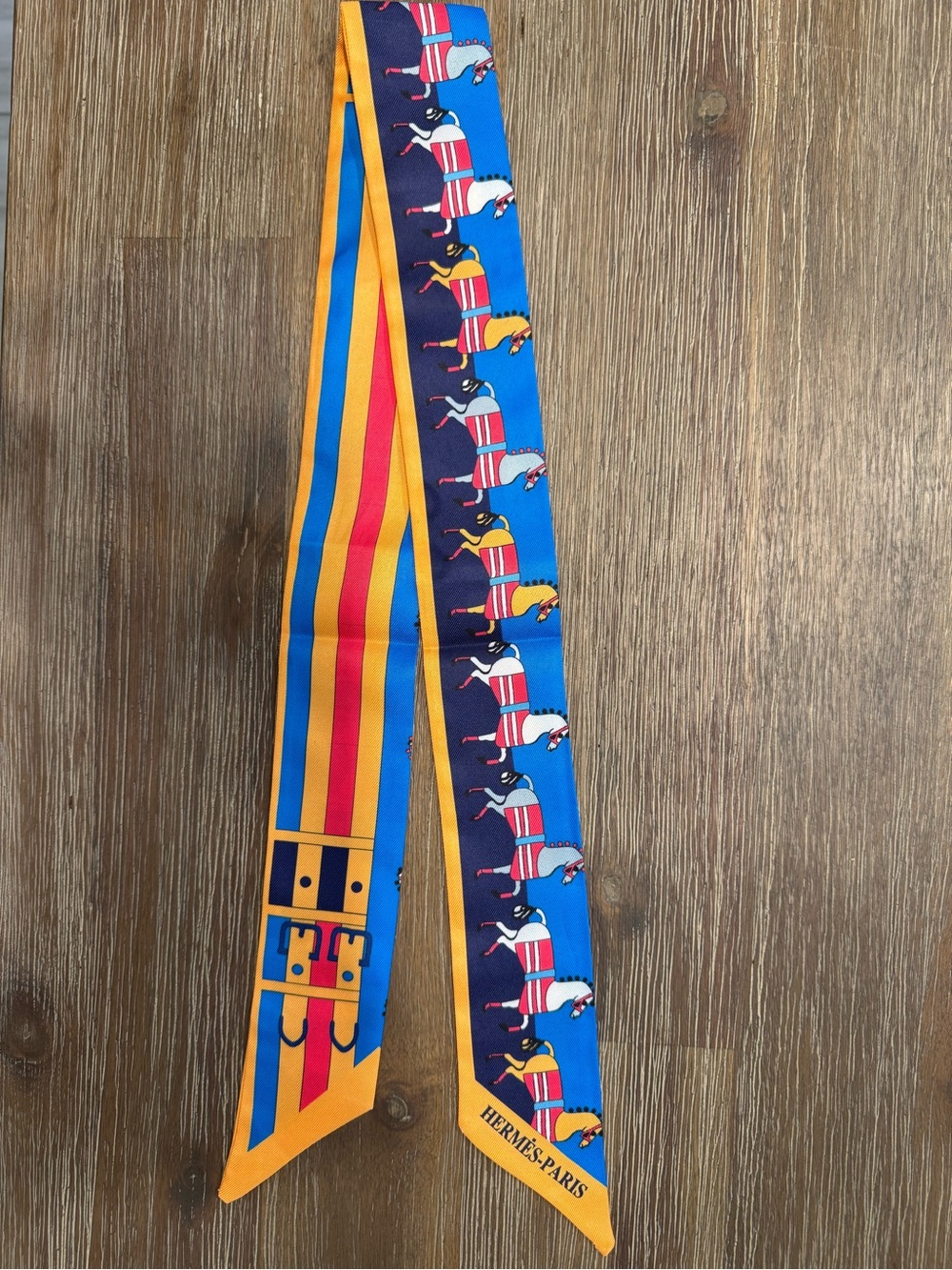 Hermès Paris Multicolor Carousel Horse Twilly Scarf